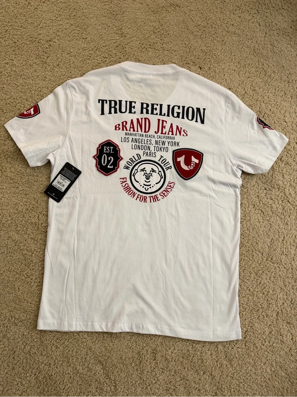 True Religion White Short-Sleeve Logo Patch Tee
